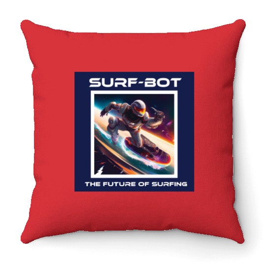 Robot Silver Surfer Throw Pillows