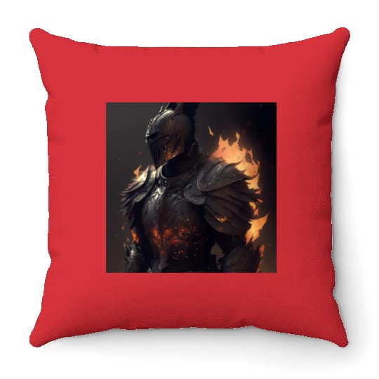 Dark fantasy knight version 8 Throw Pillows