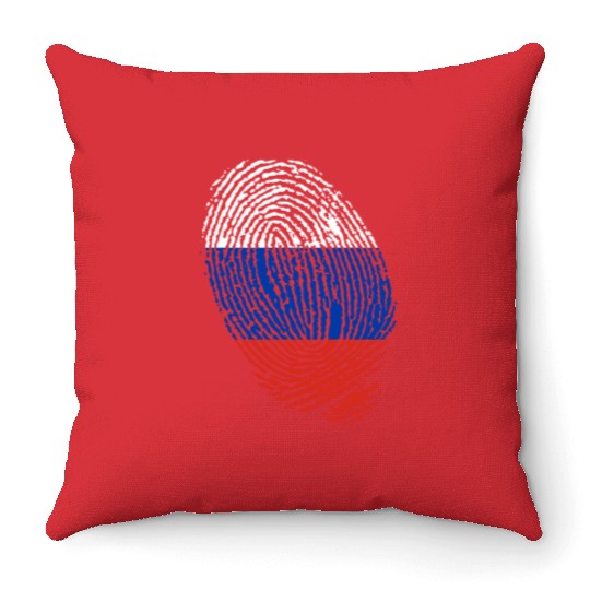 Russian flag fingerprints Throw Pillows