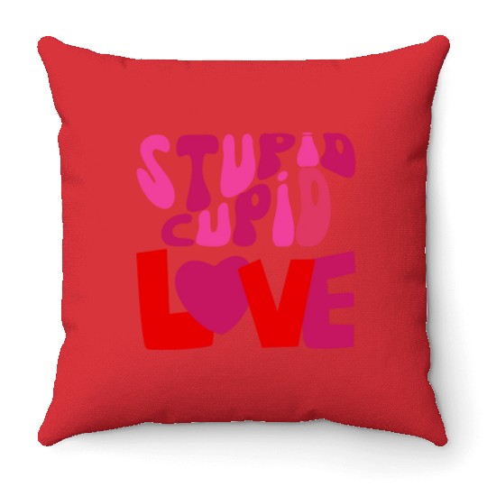 stupid cupid Throw Pillows