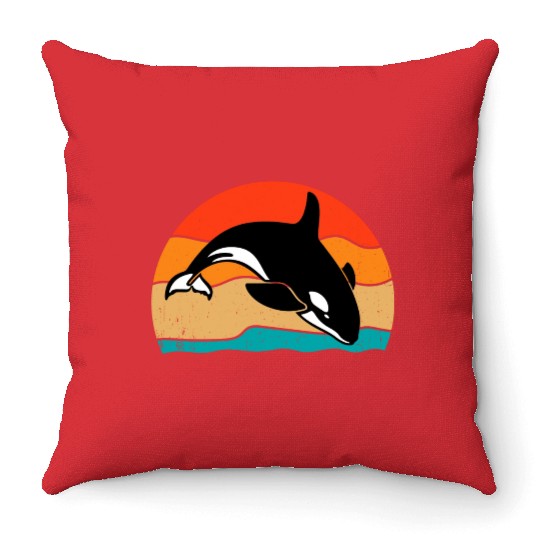 King Orca, Ruler of the Seas Throw Pillows