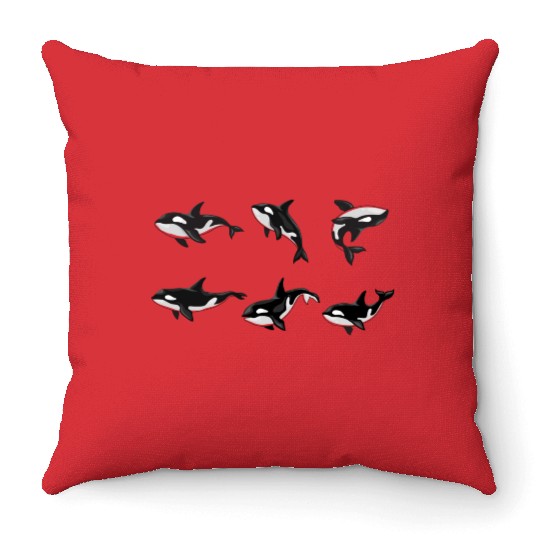 King Orca, Ruler of the Seas Throw Pillows