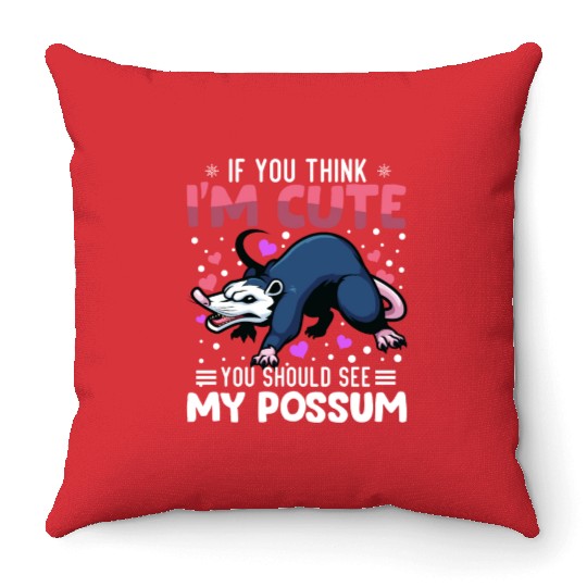 Possum Heart Valentine's Day Animal For Womens Throw Pillows