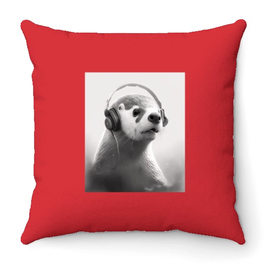 Musician Animal Pet Owners Otter Music Lover Throw Pillows