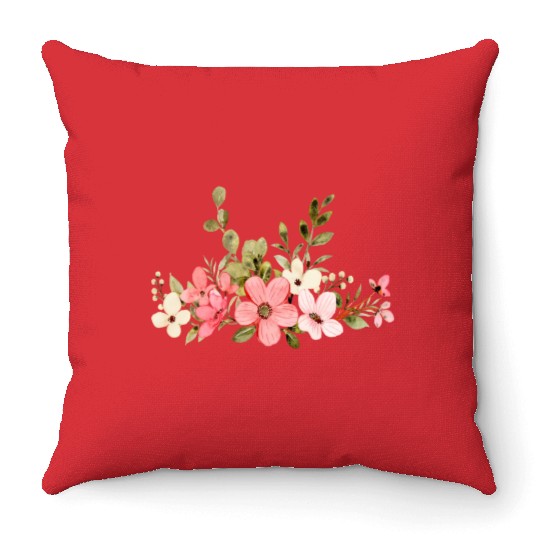 pink flower Throw Pillows