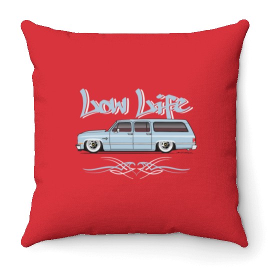 low life Light Blue Throw Pillows