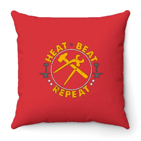 Forging Heat Beat Repeat Iron Worker Blacksmiths Throw Pillows