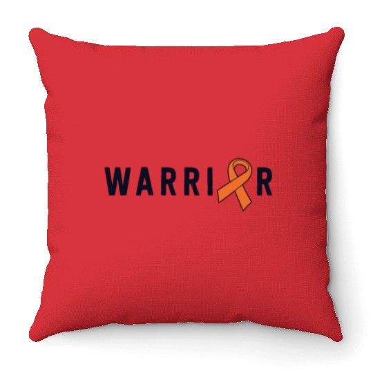 Leukemia Warrior Lymphoma Cancer Orange Ribbon Throw Pillows