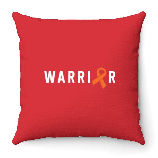 Leukemia Warrior Lymphoma Cancer Orange Ribbon Throw Pillows