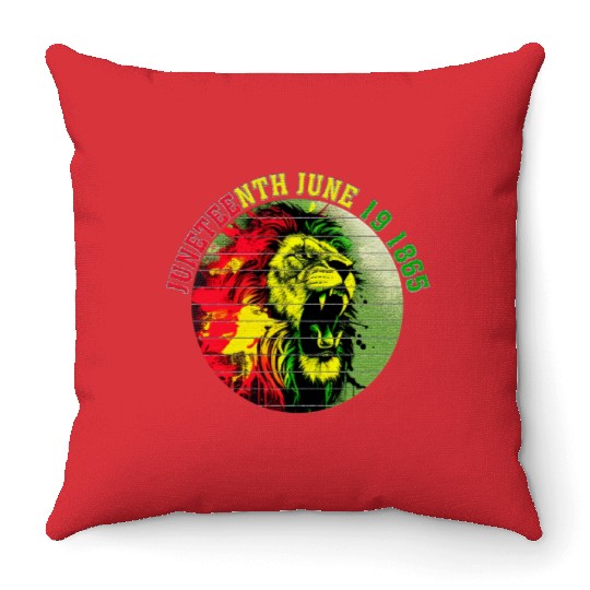 Juneteenth lion Black Pride African American Throw Pillows
