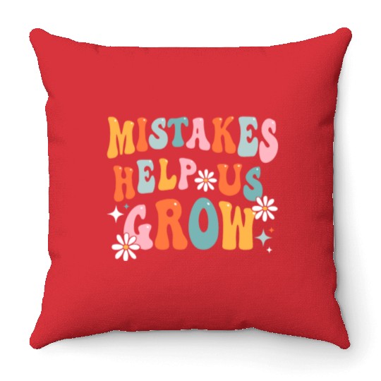 Groovy Growth Mindset Positive Retro Teacher Back Throw Pillows