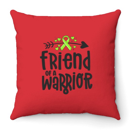 Friend Of A Warrior Lime Green Ribbon Lyme Throw Pillows