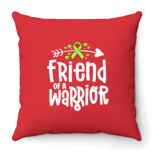 Friend Of A Warrior Lime Green Ribbon Lyme Throw Pillows