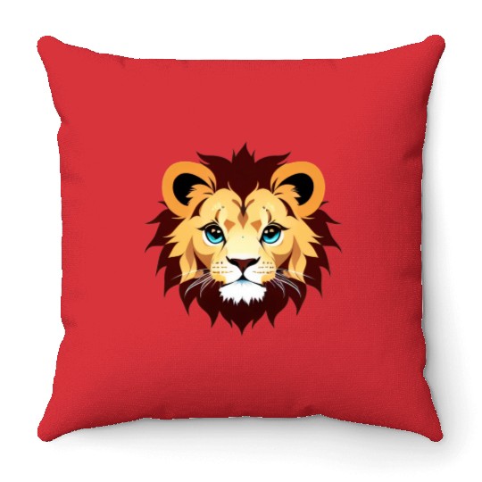 Royal Cartoon Lion - King of the Jungle 3 Throw Pillows