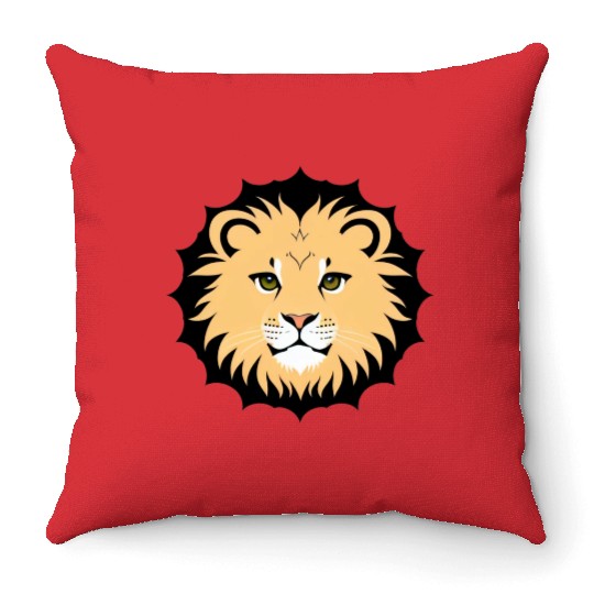 Royal Cartoon Lion - King of the Jungle 17 Throw Pillows