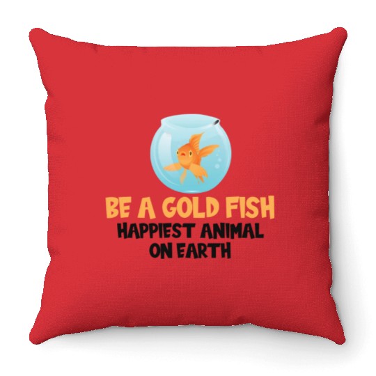 Vintage Goldfish Carp Japan Aquarium Gold Fish Throw Pillows