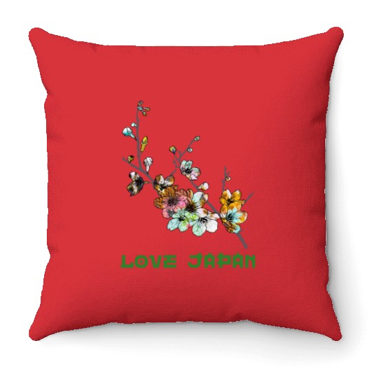 Cherry Blossom Sakura Tree Symbol Word Kanji Love Throw Pillows
