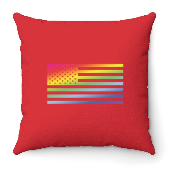 Stars And Stripes / Rainbow Flag (America) Throw Pillows