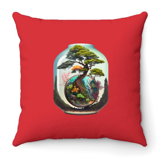 Bonsai Tree Terrarium Throw Pillows