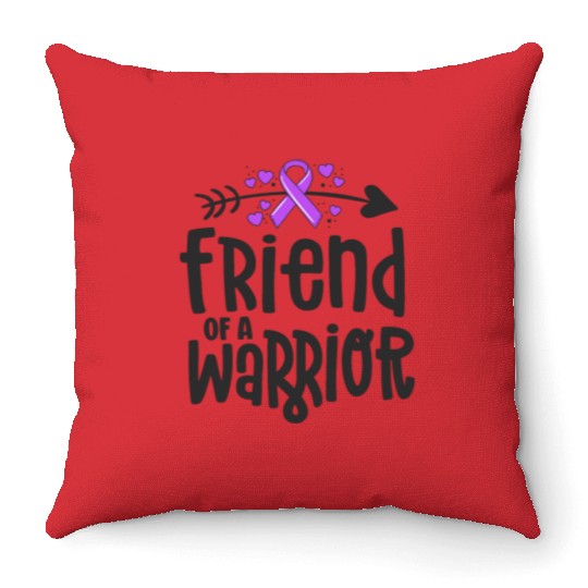 Friend Of A Warrior Purple Awareness Ribbon Throw Pillows