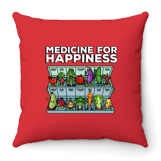 Medicine For Happiness Vegetable Dose Daily Throw Pillows