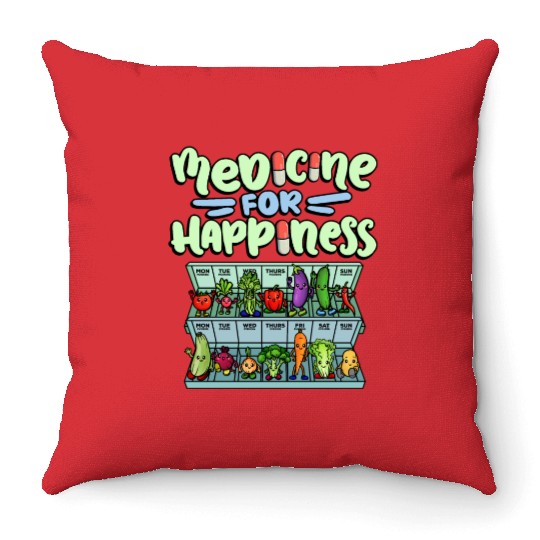 Medicine For Happiness Vegetable Dose Daily Throw Pillows