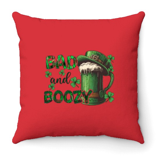 Mens St Patricks Day Irland Irish Green Shamrock Throw Pillows
