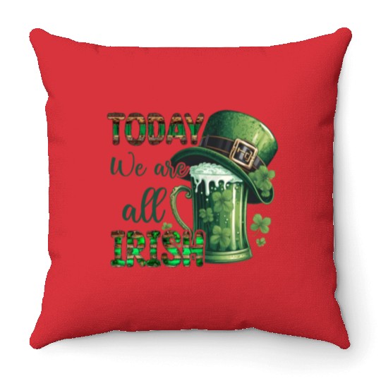 Mens St Patricks Day All Irish Green Shamrock Throw Pillows