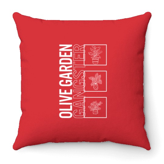 Olive Garden Gangster, Garden Plant Gardening Throw Pillows