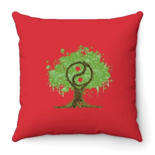 Ying Yang Tree of Life Throw Pillows
