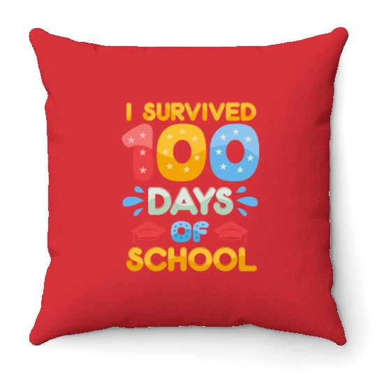 i survived 100 days of school Throw Pillows