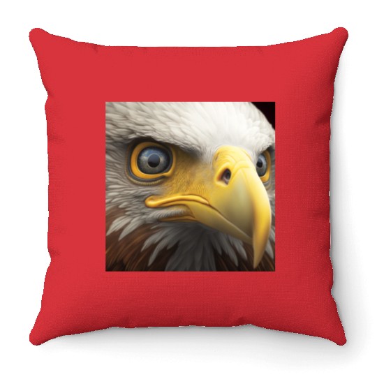 bald eagle eyes hyper realistic hyper details Throw Pillows