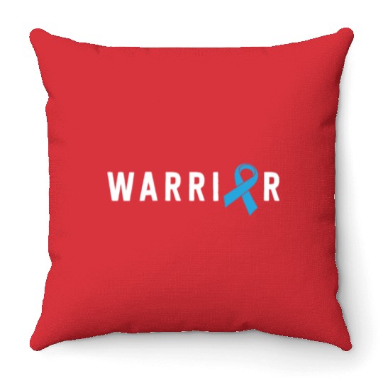 Prostate Cancer Warrior Light Blue Ribbon Dad Throw Pillows