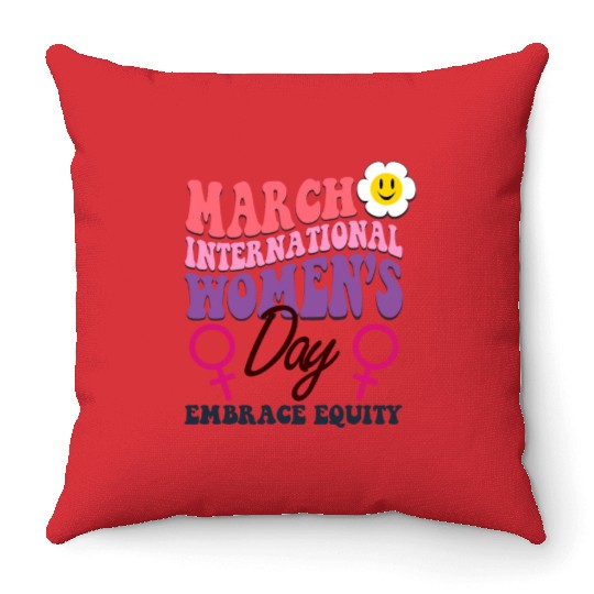 International Women's Day 2023 Theme Embrace Equit Throw Pillows