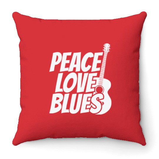 Peace Love Blues Music Trumpet Throw Pillows