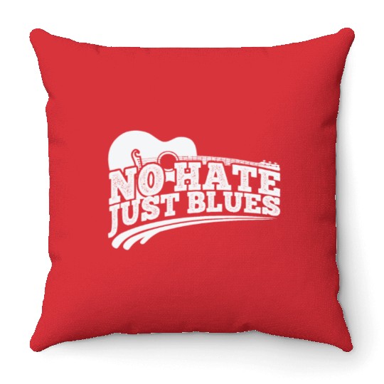 No hate just Blues Music Trumpet Throw Pillows