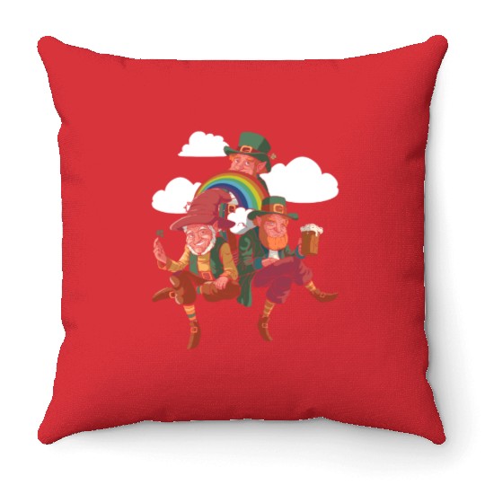 Three Leprechauns - St Patricks Day Irish Throw Pillows