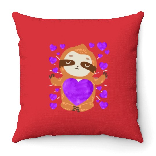 Couple love you my sloth Valentine's Day Throw Pillows