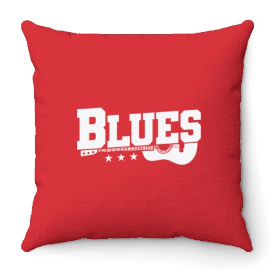 Blues with Guitar Music Trumpet Throw Pillows