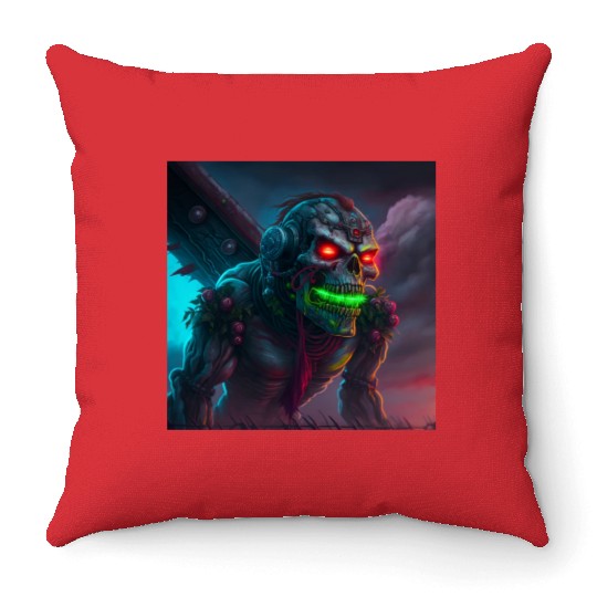 ZOMBIE IRON MAIDEN (version 15) Throw Pillows