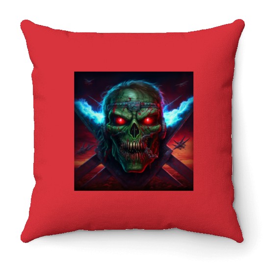 ZOMBIE IRON MAIDEN (version 14) Throw Pillows
