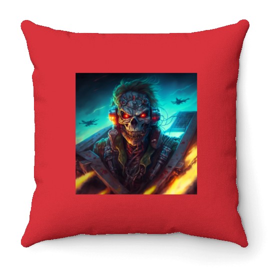 ZOMBIE IRON MAIDEN (version 13) Throw Pillows
