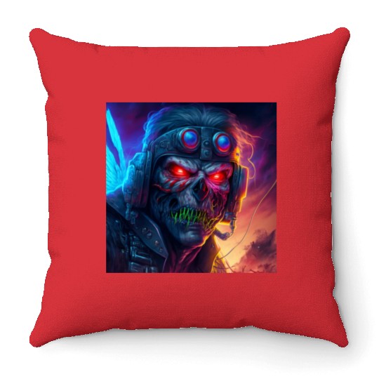 ZOMBIE IRON MAIDEN (version 9) Throw Pillows