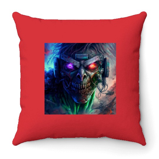 ZOMBIE IRON MAIDEN (version 12) Throw Pillows