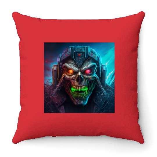 ZOMBIE IRON MAIDEN (version 8) Throw Pillows