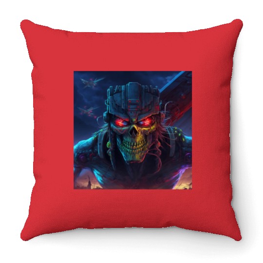 ZOMBIE IRON MAIDEN (version 11) Throw Pillows