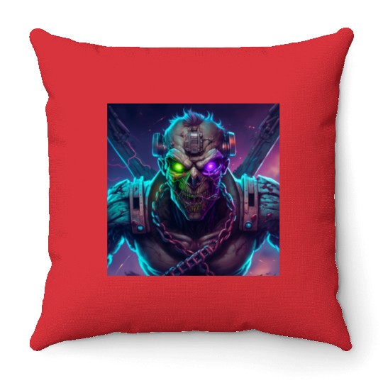 ZOMBIE IRON MAIDEN (Version 10) Throw Pillows