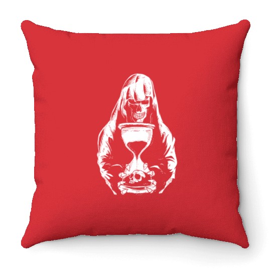Death Grim Reaper Hourglass Heavy & Death Metal Throw Pillows
