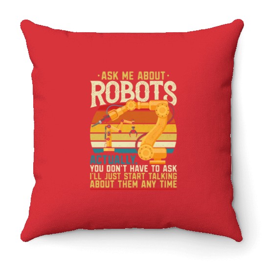 Robot Robotics Engineer Retro Throw Pillows