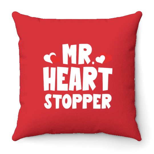 Mr Heart Stopper Funny Boyfriend Valentine's Day Throw Pillows